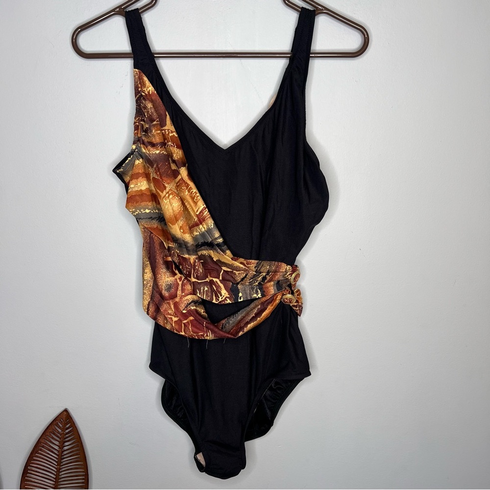 Robby Len Swim‎ Fashions Black Brown Swimsuit Size 18W